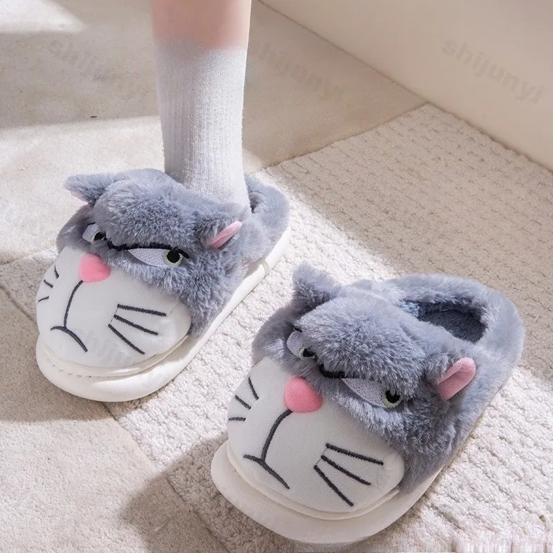 Women Men Slippers 2025 New Winter Warm Fluffy Comfortable Shoes Couples Home Slippers Cute Cartoon Indoor Funny Floor Slippers