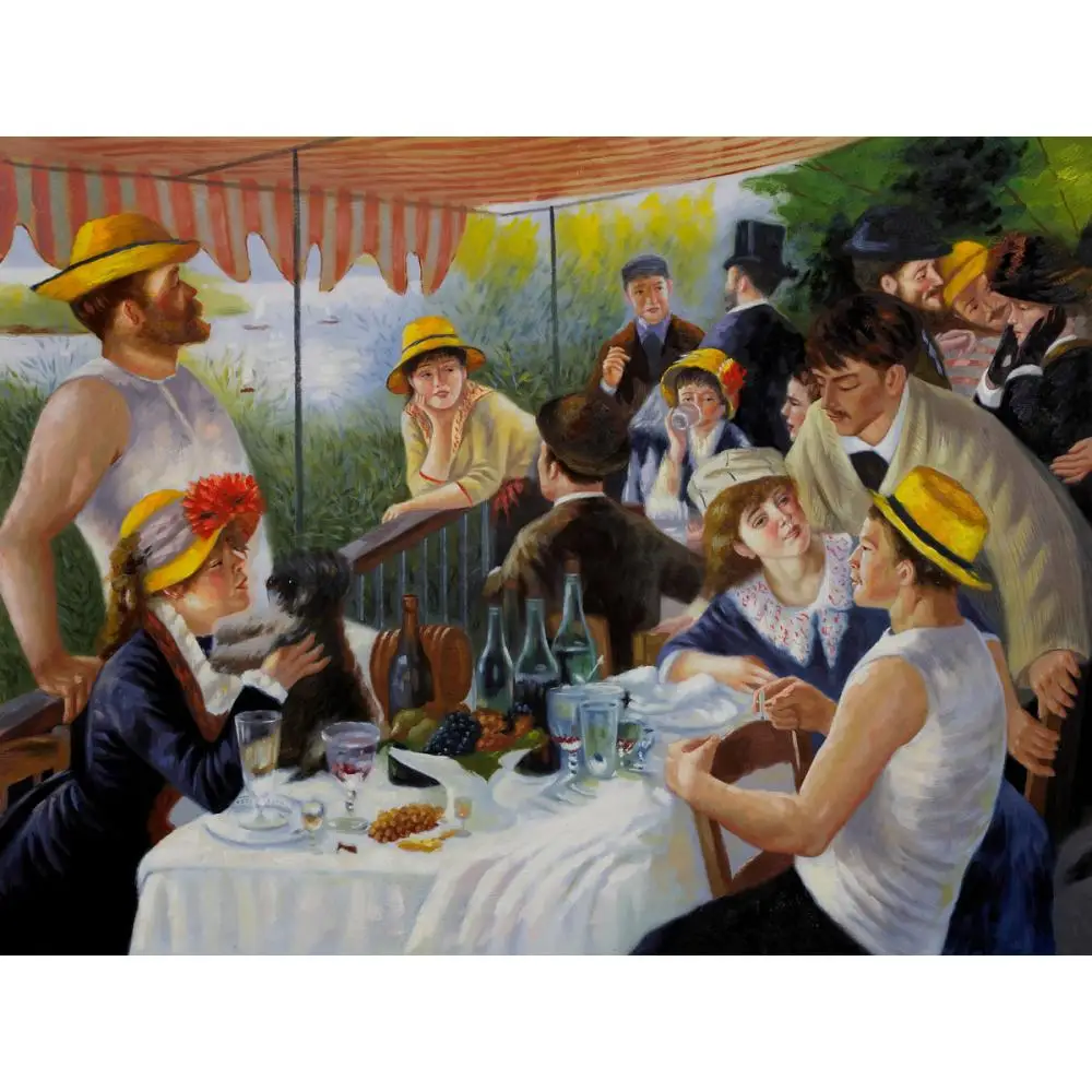 Famous Figure Canvas Art Luncheon of the Boating Party By Pierre Auguste Renoir Artwork Reproduction 100% Handmade High Quality