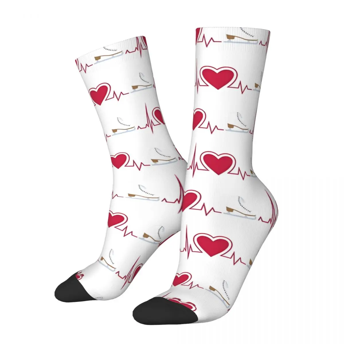 Retro Heartbeats Of A Figure Skater (Pattern) Men's compression Socks Unisex Harajuku Seamless Printed Novelty Crew Sock