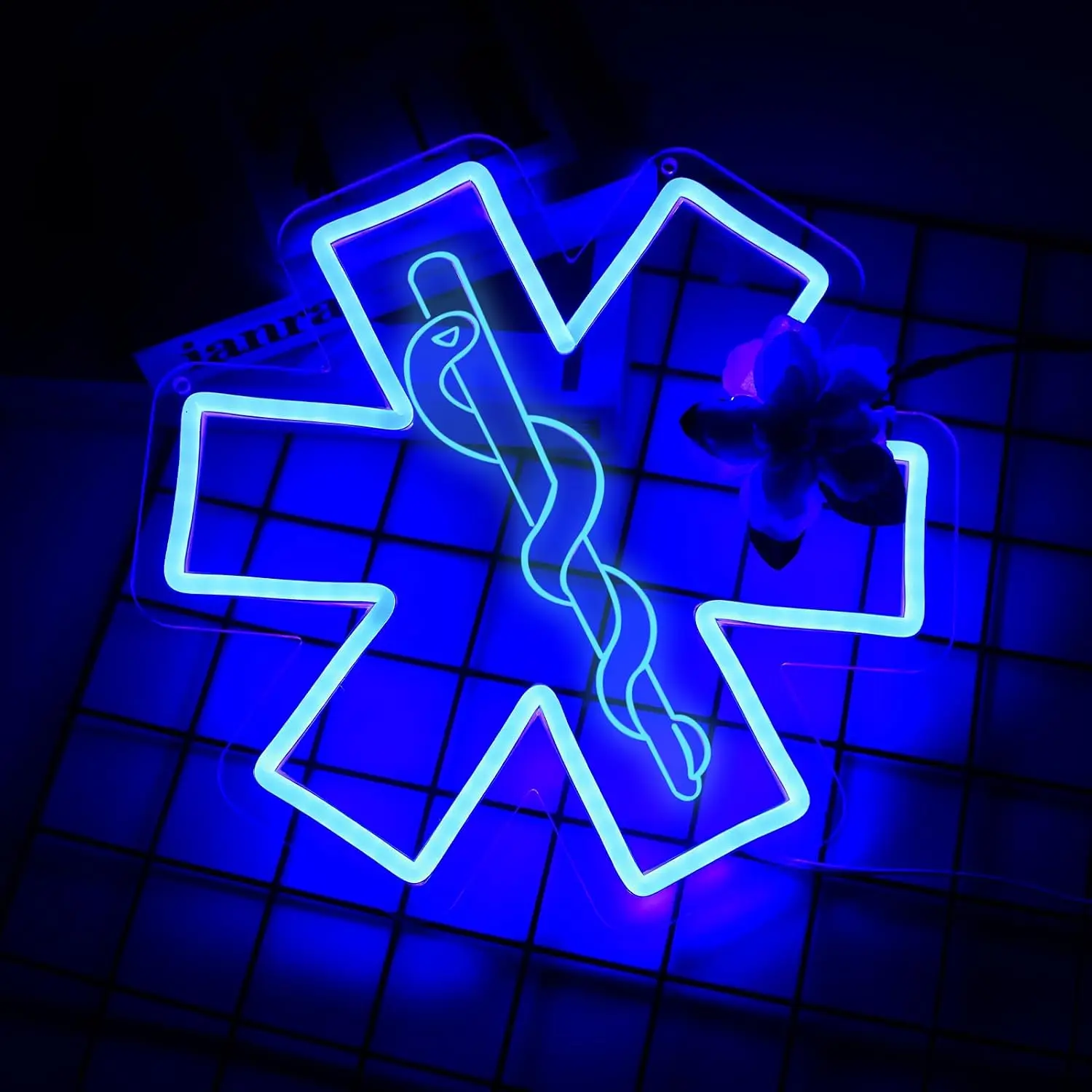 EMS Star of Life Neon Sign USB Powered LED Neon Light Wall Decor Paramedic Clinic Man Cave Bedroom Night Lamp Birthday Gift