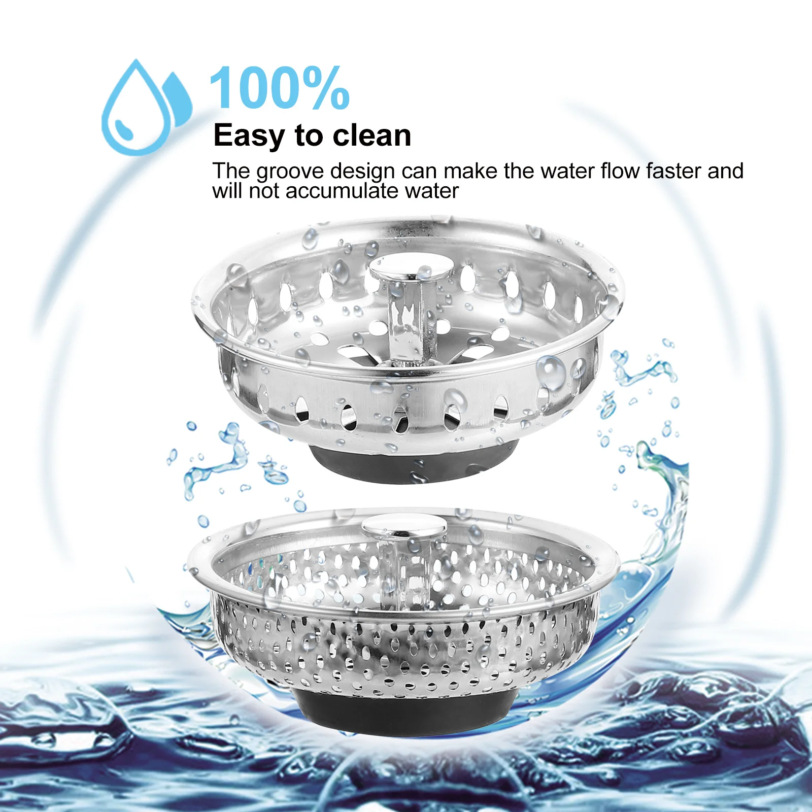 

2Pcs Drain Protector Hair Stopper for Shower Tub Bathroom Kitchen Wash Basin Floor Drain Cover Stainless Steel Strainer