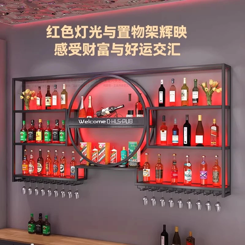 Wall Hanging Wine Rack Bar Bar Wall Rack New Chinese Creative Luminous Wine Cabinet Display Rack
