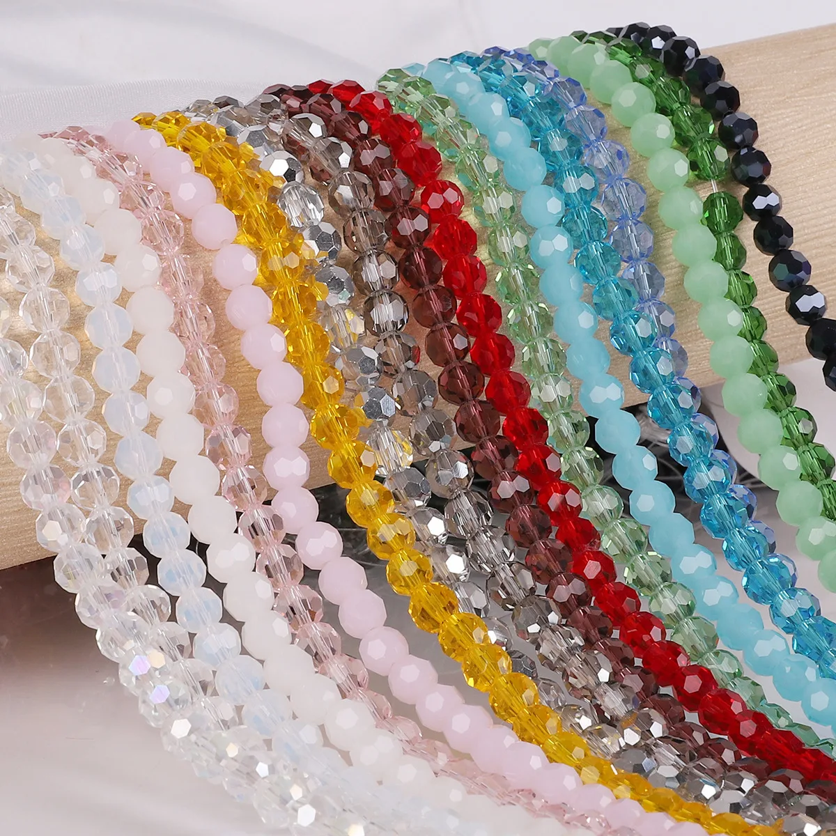 4MM Round Transparent 36 Faceted Glass Ball Loose Beads For DIY Bracelet Jewelry Making Accessories Football Crystal Spacer Bead