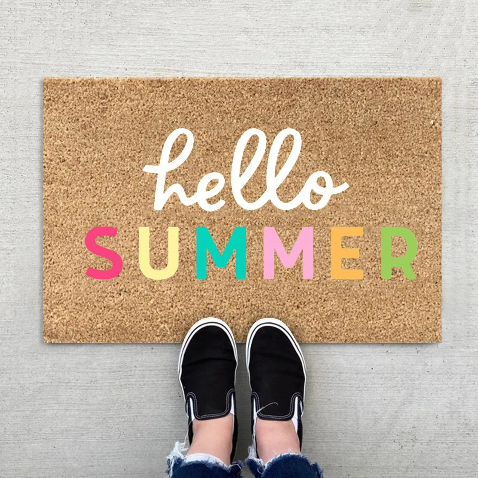 

1PCS Summer Floor Mats Holiday Welcome Printing Door Mats Polyester Door Mat Non Slip Floor Mat Square Small Carpets