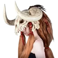 newSkeleton Bull Head Mask Bull Horn Mask Bull Bone Cosplay Halloween Bulls Headcover Monster Hunter Masques Skeleton Latex Prop