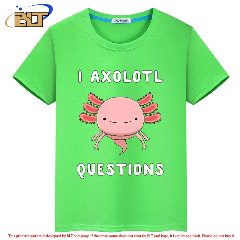 I Axolotl Questions Cute Kawaii Drawing Funny Saying Kids T-Shirt Summer Short Sleeve for Boys and Girls