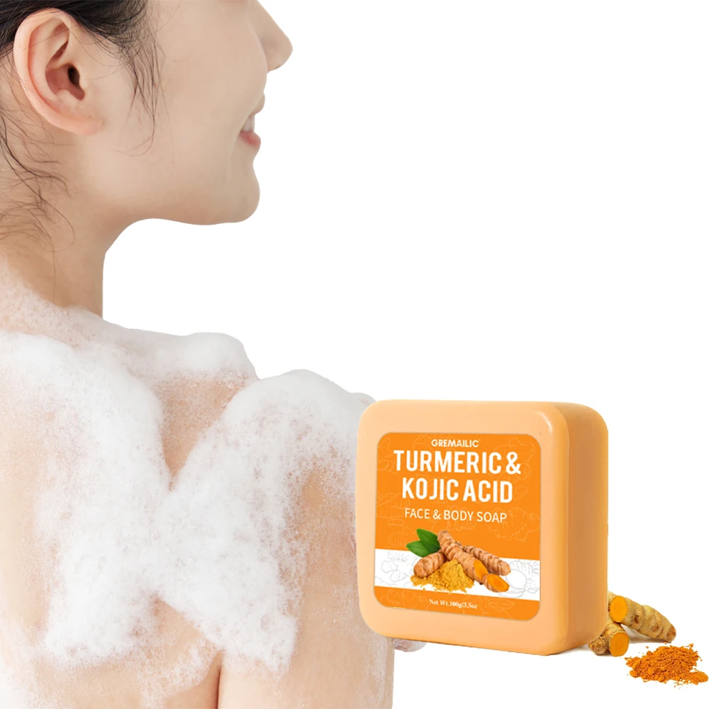 

Natural Turmeric Kojic Acid Soap Bar, Brightening & Antioxidant Cleanser, Oil-Balancing Facial Bar, Gentle Skin Soothing, Plant-