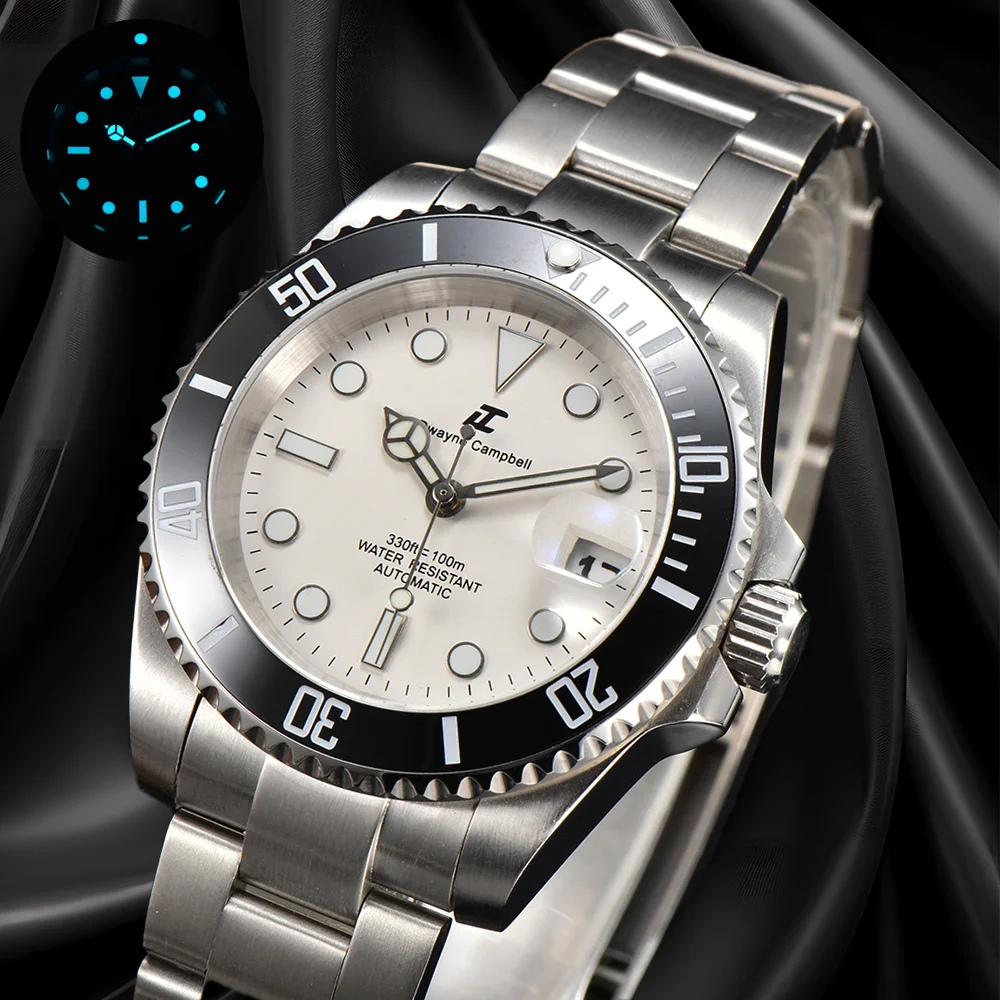 

40mm NH35 Men's Watch diving automatic mechanical 316L stainless steel Sapphire Glass ceramic beze water-resistant 20cm strap