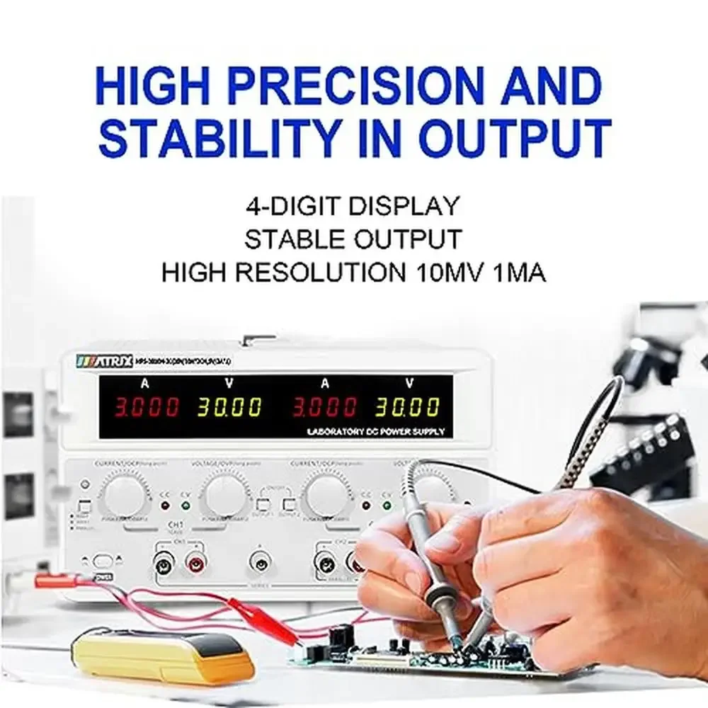 Triplo Linear DC Power Supply, Precision Ajustável Triplo Linear, Interface Encoder Knob, Parallel Series Proteção, Ventilador Fácil, 30V, 10A, 615W