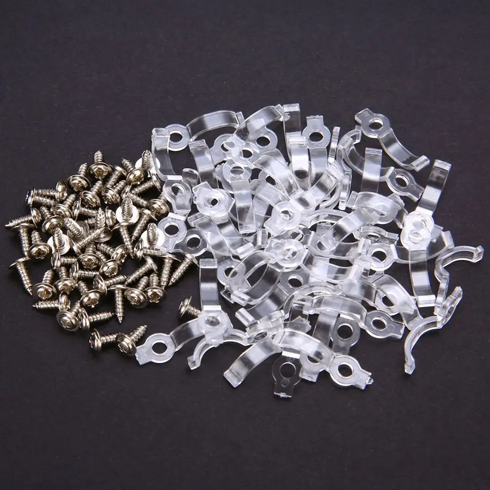 50Pcs Connector with Screws Fixer Clips Accessories Mounting Brackets Clip LED Strip Light Single Color