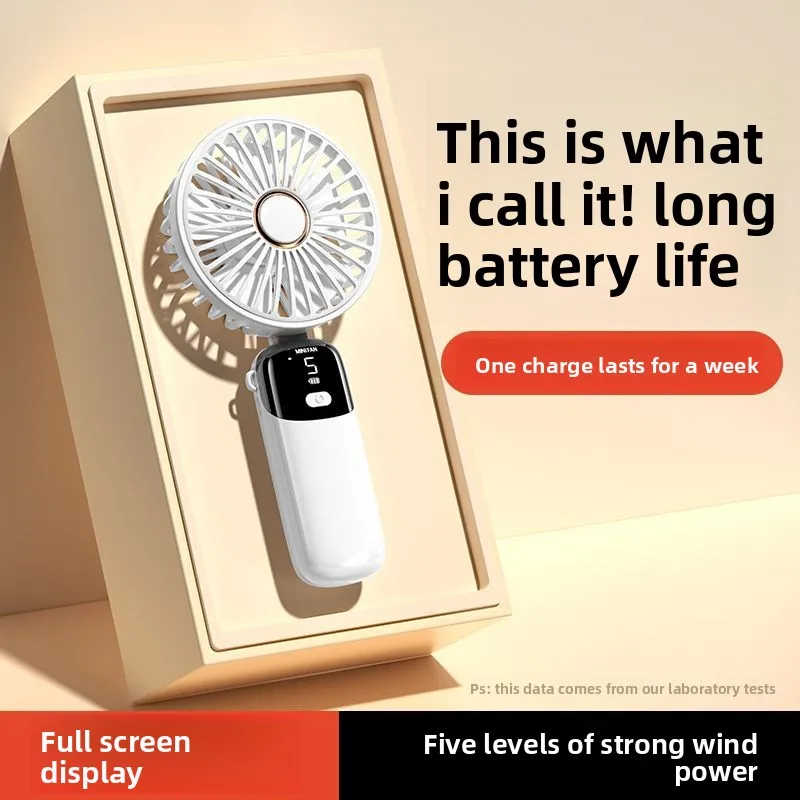 

﻿ Ручной мини-вентилятор Складные портативные подвесные вентиляторы на шею 5-скоростной USB-перезаряжаемый вентилятор с подставкой для телефона и экраном дисплея 2000 мАч