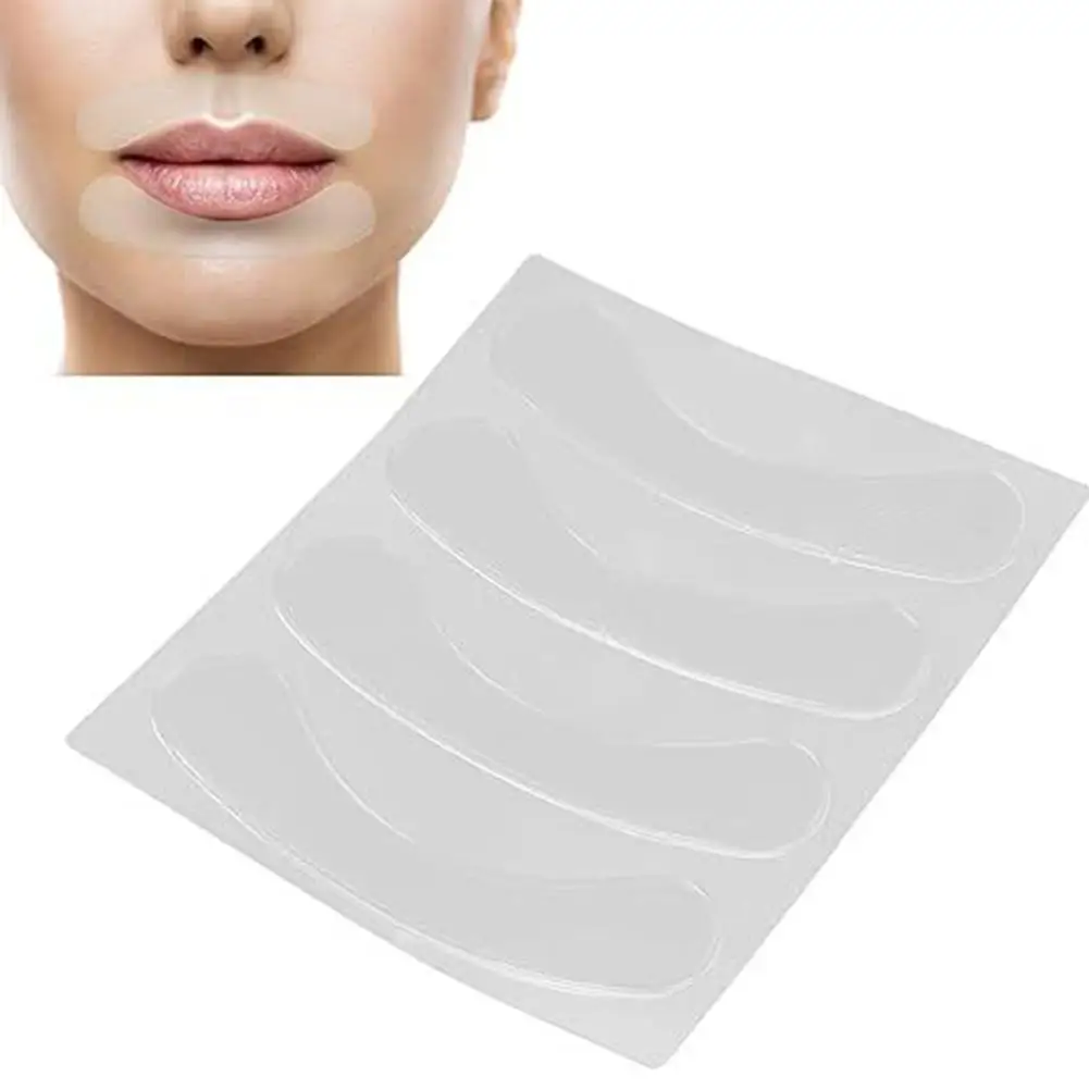 4 Stück wieder verwendbares Silikon um die Lippen Anti-Falten-Patches Facelifting-Aufkleber Anti-Aging-Stirn runzeln entfernen Facelifting-Patch