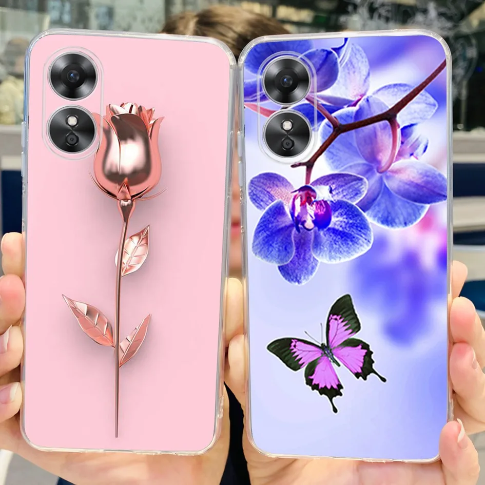 For OPPO A17 A17K Case CPH2471 CPH2477 Silicone Cover Fashion Flower Clear Soft Bumper For OPPOA17 OPPOA17K A 17 A 17K TPU Funda image 4