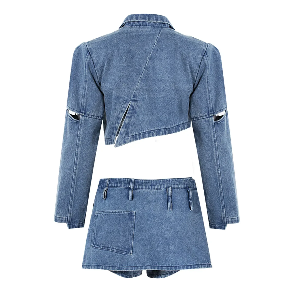 Blazer et short en denim à manches longues pour femmes, ensemble de pantalons imbibés, veste de surintendant, vêtements de travail d'affaires féminins, manteau de printemps, 2 pièces