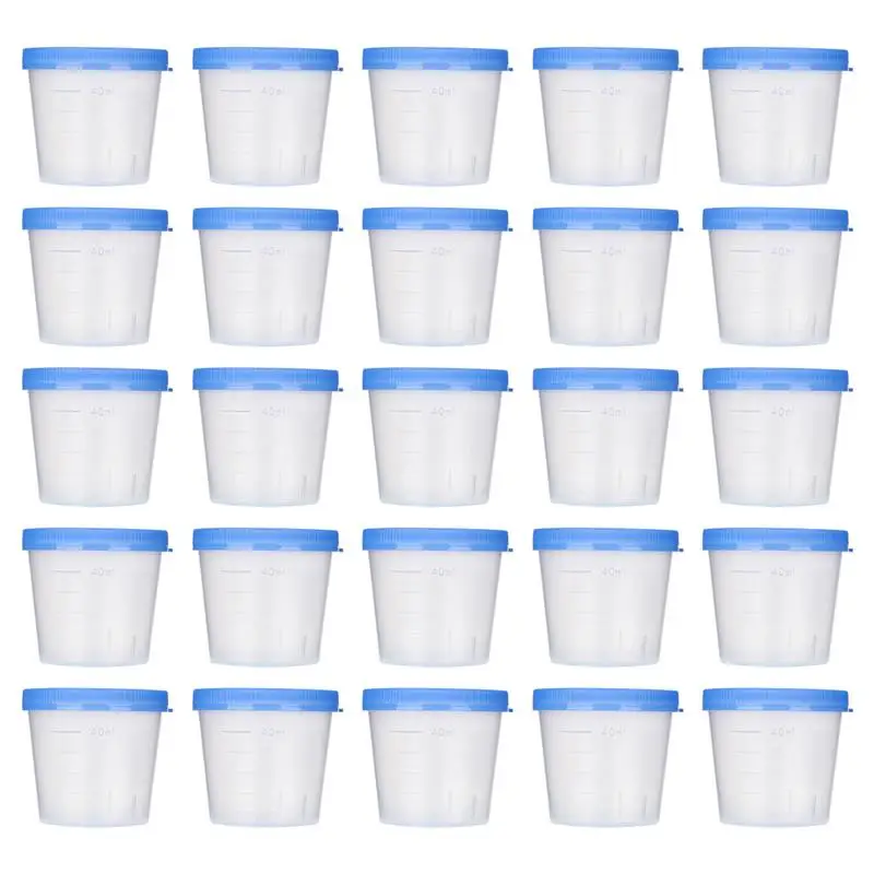 

50pcs 40ml Plastic Sterile Urine Cups Specimen Collection Cups with Lids Urine Specimen Containers Urine Testing Accessories