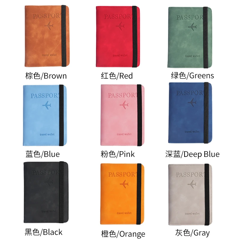 Elastic Band Leather Passport Cover RFID Blocking for Cards Travel Passport Holder ID Document Bank Card Holder Case