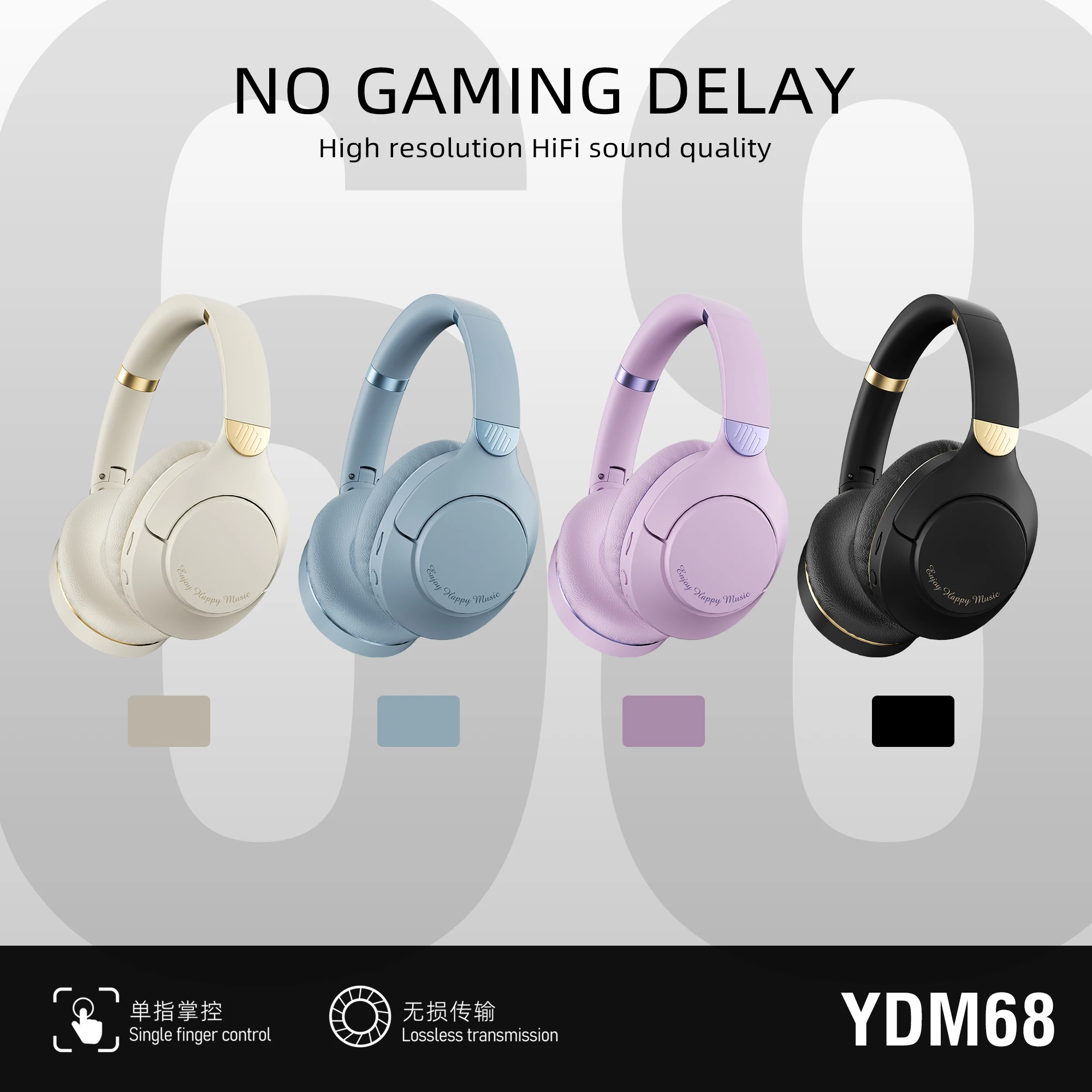 YDM68 Headphone Bluetooth Headset Gaming Headsets Over-ear Earphone Wireless Earpiece Sports with Microphone Battery Durable