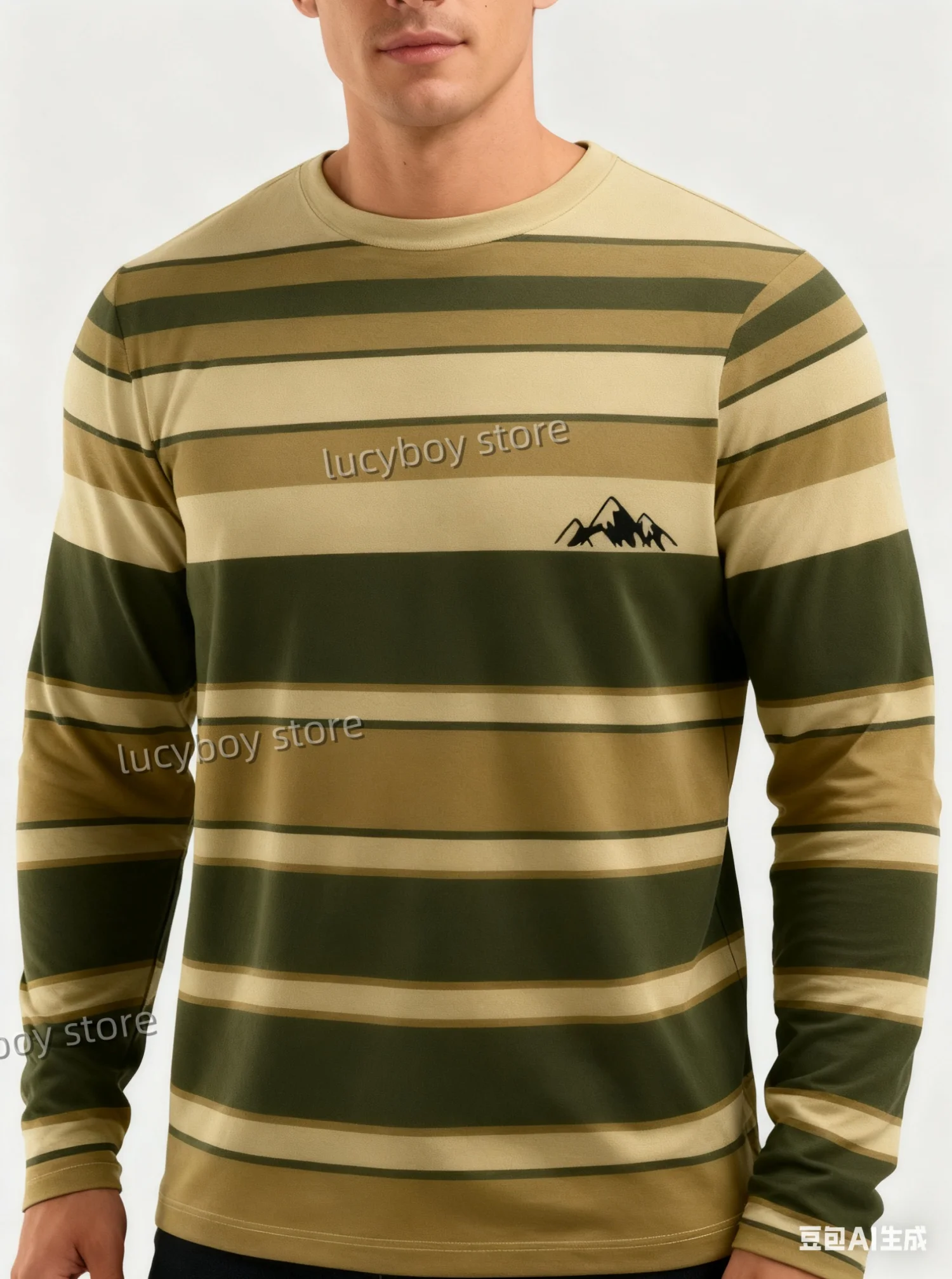

2025 Autumn Men's Graphic T-Shirts Long Sleeve Colorful Stripe Print Vintage T Shirt Vintage Loose Sports O-Neck Men Clothing