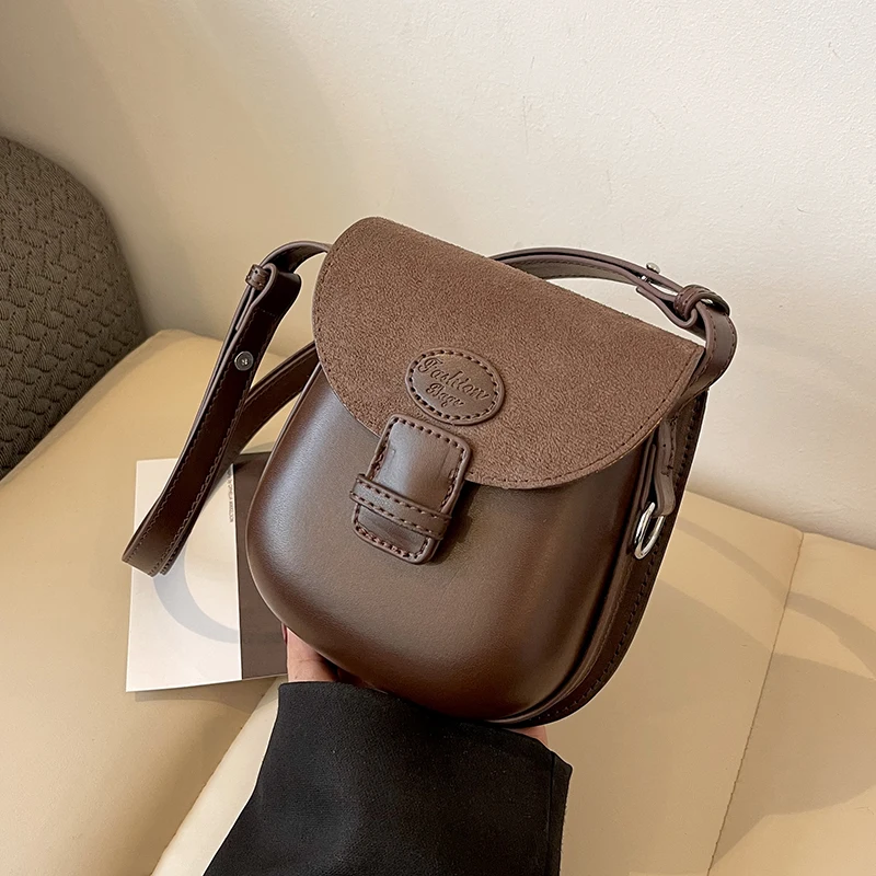 Fashion Trends Women\'s Small Saddle Bag 2023 Winter New Color Contrast Design handbag Single Shoulder Crossbody Bags Purse