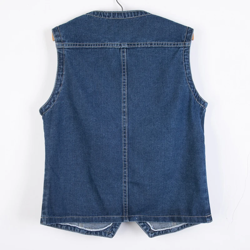 S-6XL Plus Size Denim Vest For Women Vintage V-Neck Sleeveless Waistcoat Spring Autumn Casual Single-Breasted Outerwear