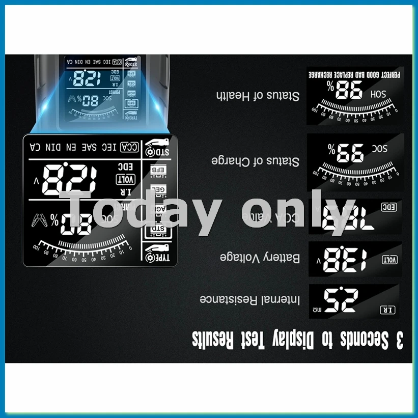 

Тестер автомобильного аккумулятора 12 В/24 В, цифровой автомобильный диагностический тестер аккумулятора, анализатор, сканер зарядки автомобиля, инструмент-A25R