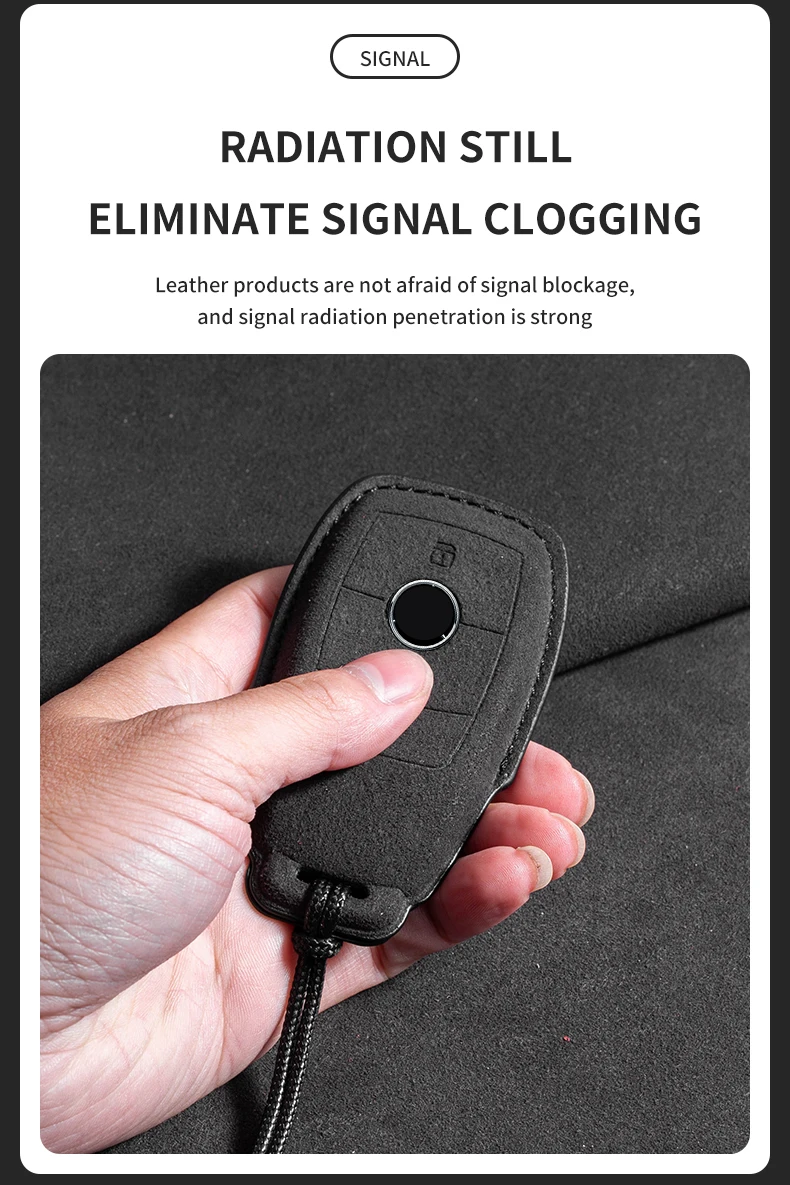 Wildleder Leder Auto Schlüssel etui für Mercedes Benz E Klasse W213 W205 E200 E260 E300 E320 Amg Cla 2018 2019 2020 Remote Fob Shell Fall – Detail 7