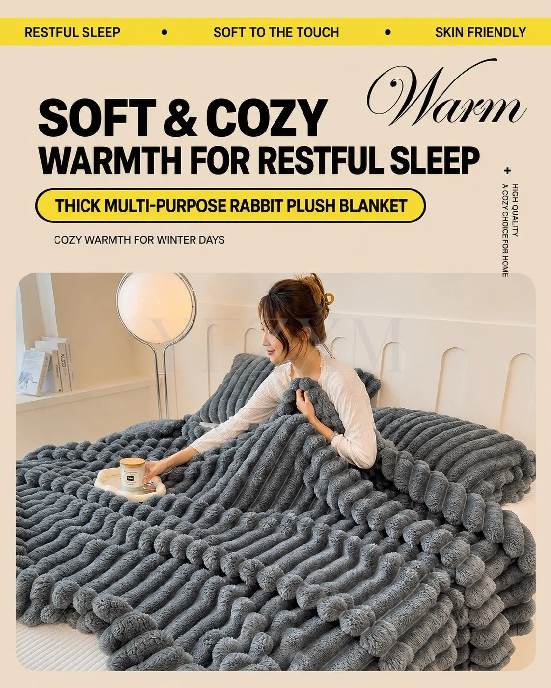 Thick Warm Wide Striped Flannel Blanket Solid Color Soft Fluffy Plush Throws for Sofa Bed Office Travel Multifunctional Blanket