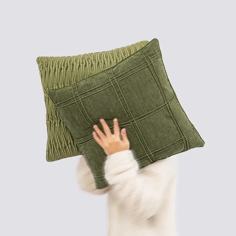 Modern Minimalist Green Luxury Sofa Throw Pillow Cushion Cover for Home Decor Model Rooms Stylish Soft Furnishing Accent Pillow