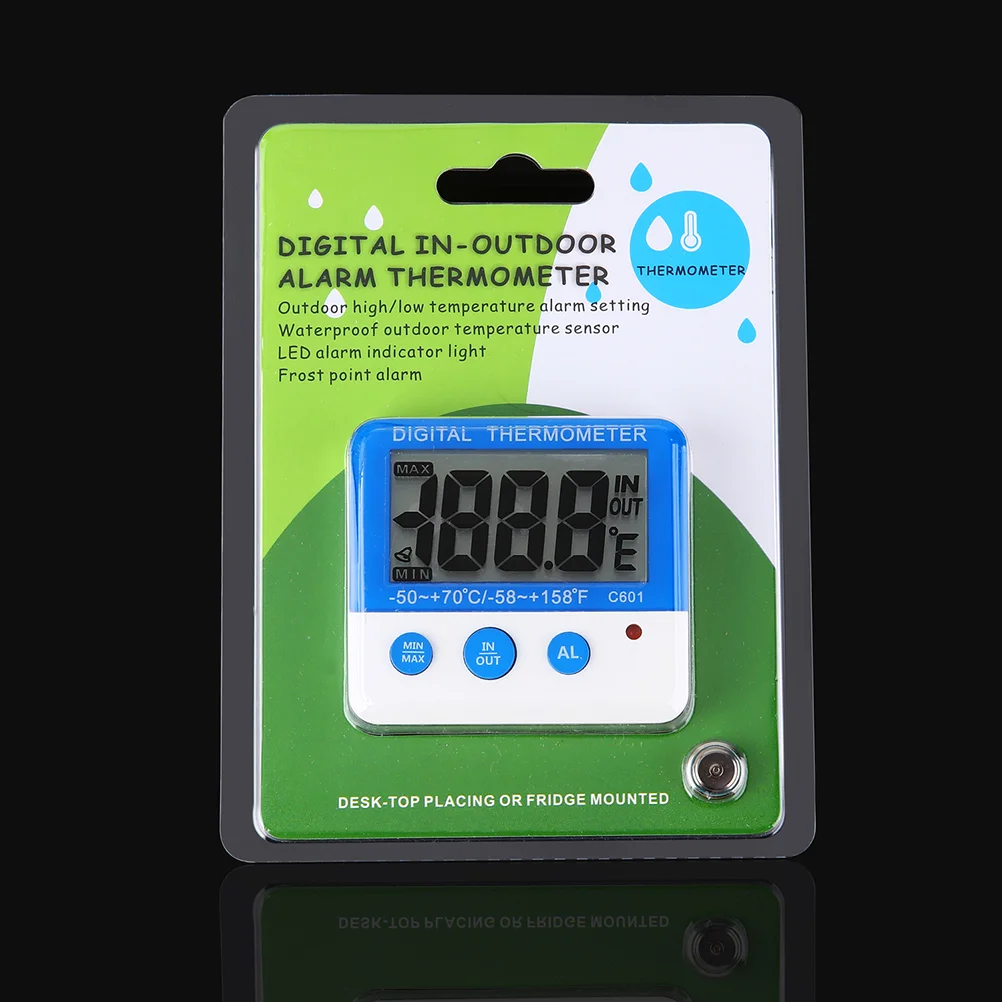 1PC C601 Indoor And Outdoor Thermometer Digital Refrigerator Freezer Thermometer High And Low Temperature Alarm Kitchen