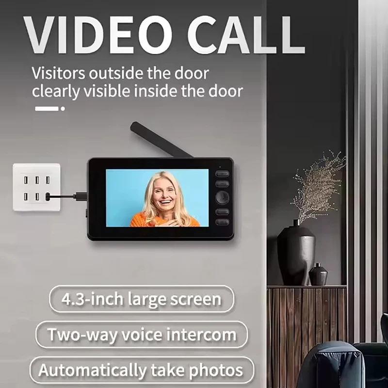 Wireless Video Doorbell HD 1080P Night Vision 4.3in lPS screen Waterproof Visual Doorbell Camera Home Security Two-way Intercom
