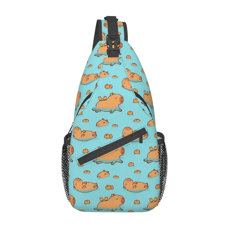 

Personalized Capybara Swimming Sling Bag Men Fashion Cute Animal Shoulder Crossbody Chest Backpack Cycling Camping Daypack