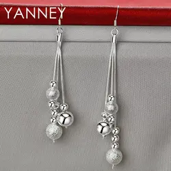 925 Sterling Silver 95MM Long Tassel Beads Earrings For Women Fashion Girlfriend Wedding Temperament Jewelry Gifts Accessories
