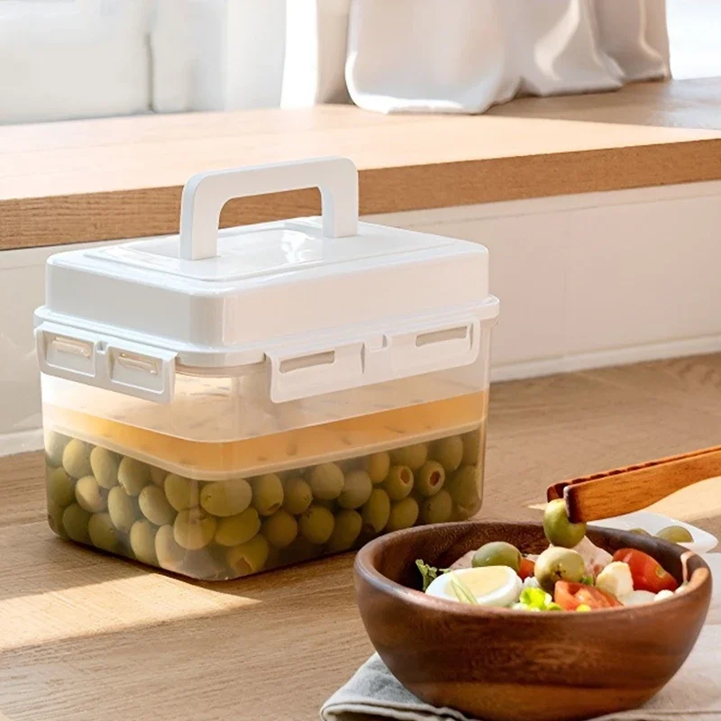5L Pickle Jar with Press Plate Leakproof Kitchen Organizer Bins for Gherkin Sauerkraut Olive and Kimchi Storage Container