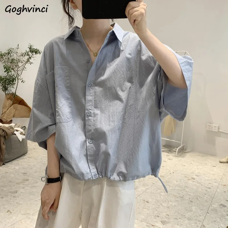 

Shirts Women Loose Streetwear Clothing Female Soft Cozy Solid Simple Students Summer New Design Korean Style Mujer Топ Женский