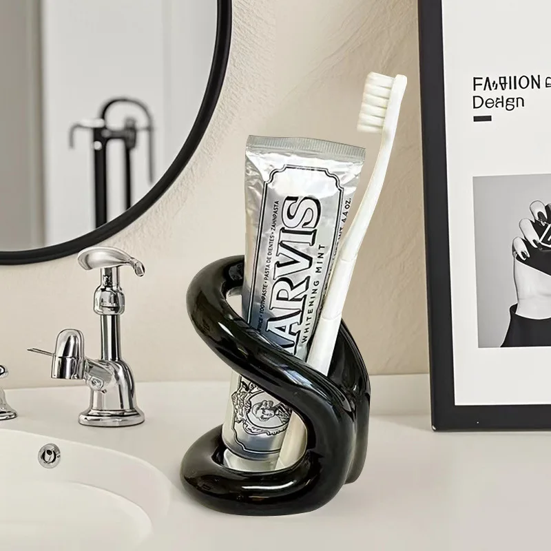 Ins modern casual rope series ceramic toothbrush holder storage rack couple bathroom toothbrush toothpaste decorative
