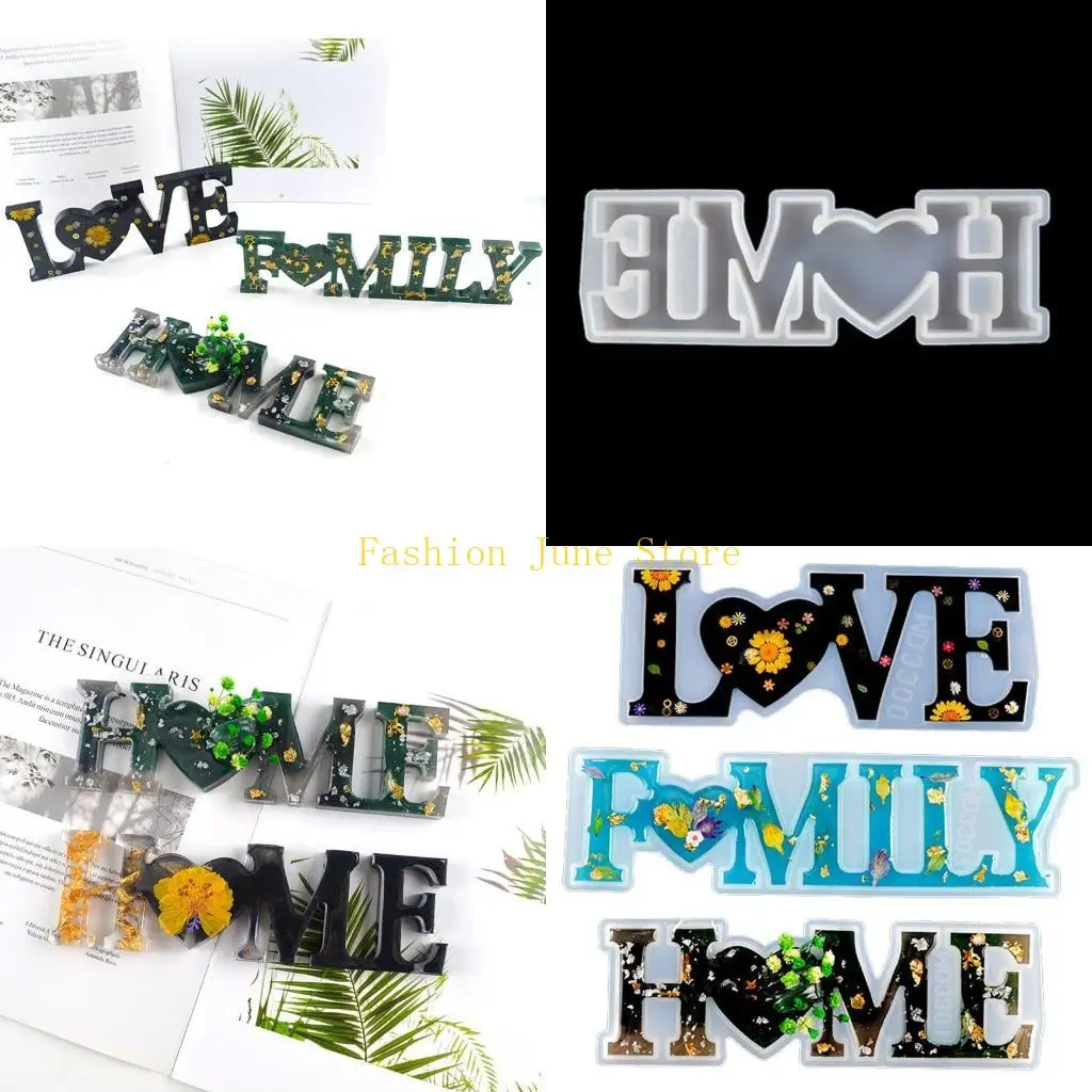 N5KA 1/3x Love Home Family Sign Resin Word Casting Molds Epoxy Letters Word Crafts