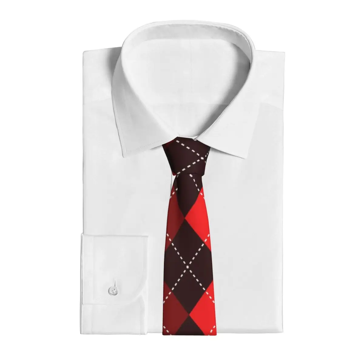 Corbata ajustada a cuadros rojos para hombres, accesorios de punta de flecha informal, simplicidad para fiesta, corbata Formal