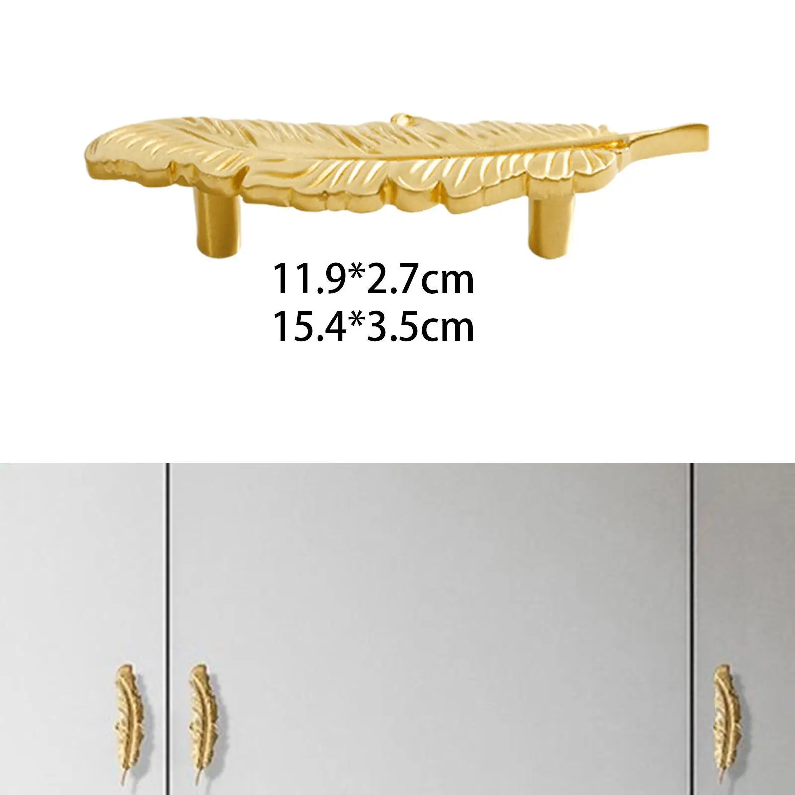

Gold Feather Drawer Cabinet Handle Rustproof for Bookcase Bathroom Kitchen