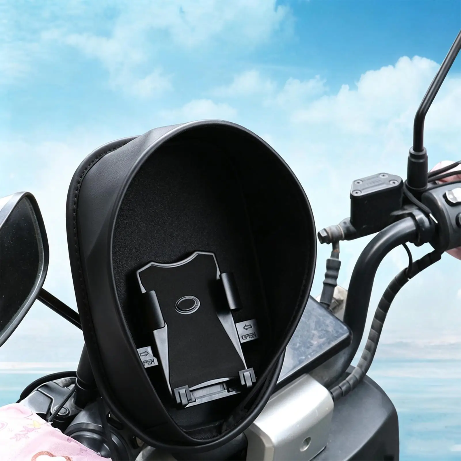Motorcycle Phone Sun Shade Visor, Rainproof Non-Slip Cover for Handlebar Mount, Universal Cell Phone Rain Shield Outdoor Riding