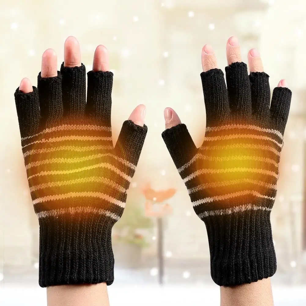 USB Heated Gloves for Winter - 5V Half Finger Mittens for Men & Women, Keep Warm in Cold Weather