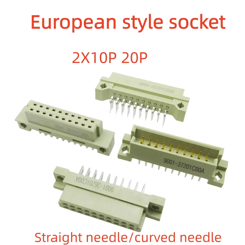 5PCS DIN41612 European Socket 2Row 20P board-to-board 9001 2X10Pin Connector bent male/straight female/straight male/bent female