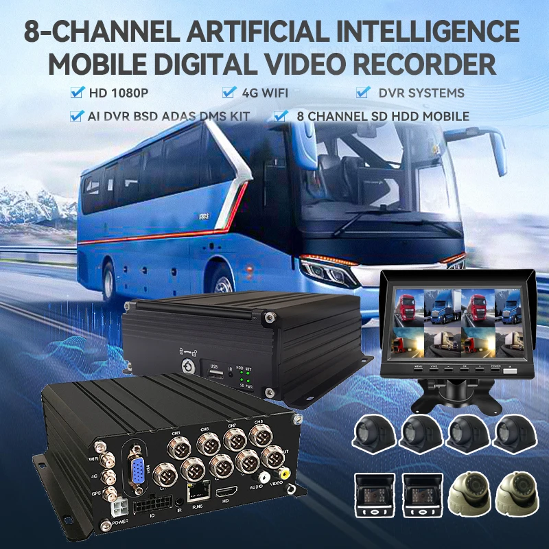 2026 SeemeTech AHD 1080P HDD AI Mobile DVR GPS 4G WiFi MDVR Kit 8CH Digital Video Recorder CMSV6 Vehicle Fleet Tracking System