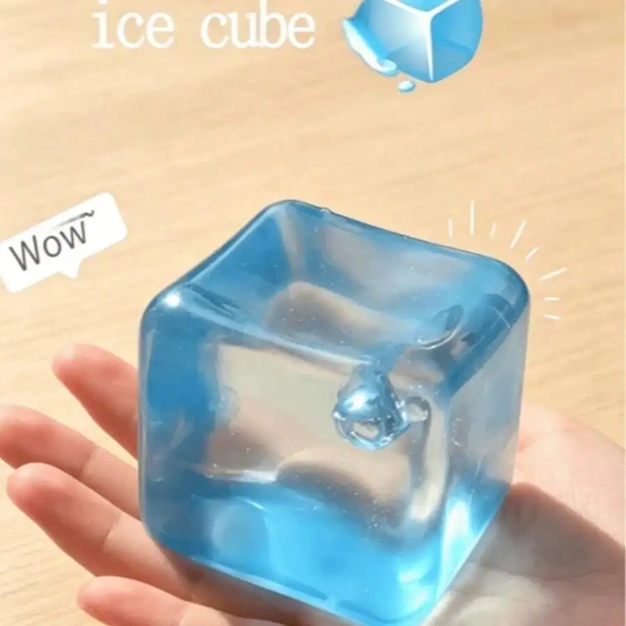 1pc New Maltose Ice Cube Squeeze Toy, Transparent Water Block Slow Rebound Pressure Squeeze Toy, Ice Cube Toy, Slow Rebound Sque