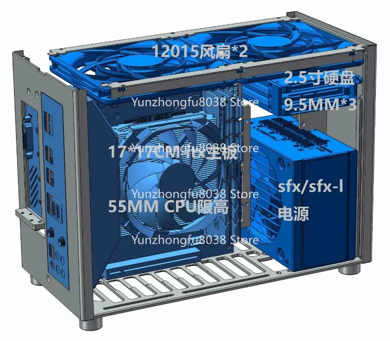

V4\ 7.3 Liter Volume, All Aluminum Flex 1u ZS-A4s\ Itx Computer Case, Version