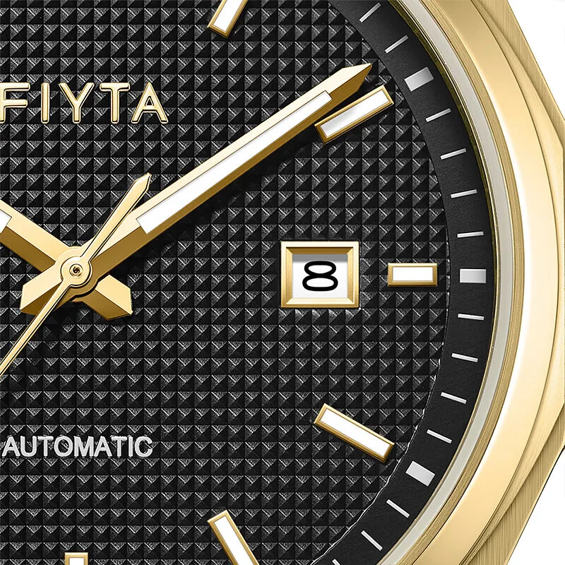 ساعة ميكانيكية للرجال من Fiyta بتصميم ذهبي قديم وساعات عمل عصرية مضيئة للرجال