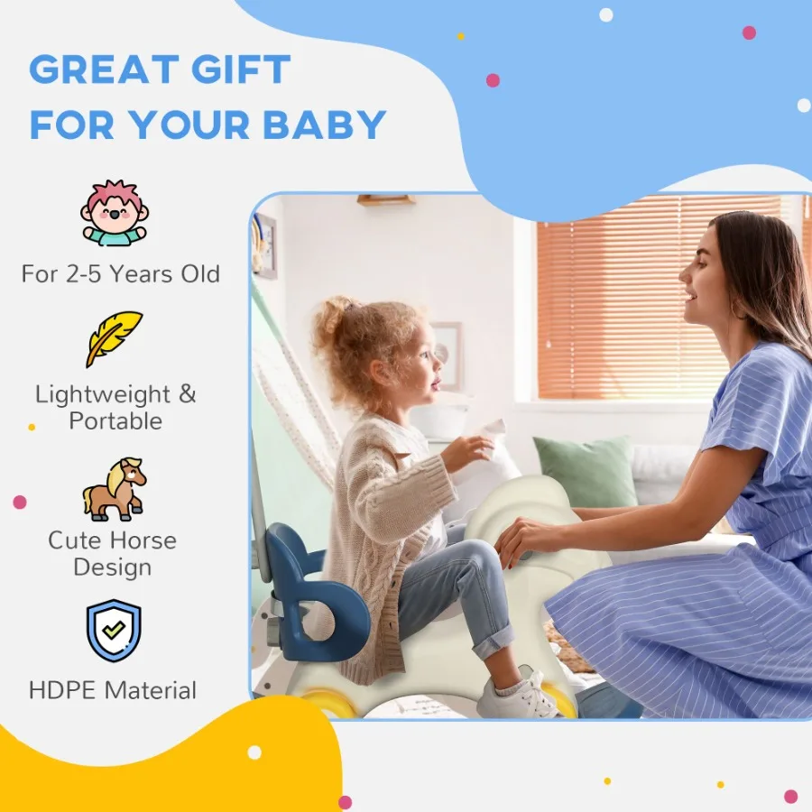 كابا 4 في 1 حصان هزاز للأطفال الصغار 25 سنة ركوب الطفل على الحصان مع مقبض دفع قابل للفصل لوحة التوازن ركوب الخيل ولادة