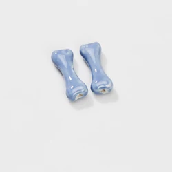 Bone-Shaped Handmade Ceramic Beads 33*13*9mm High-Temperature Glazed, 2pcs Pack