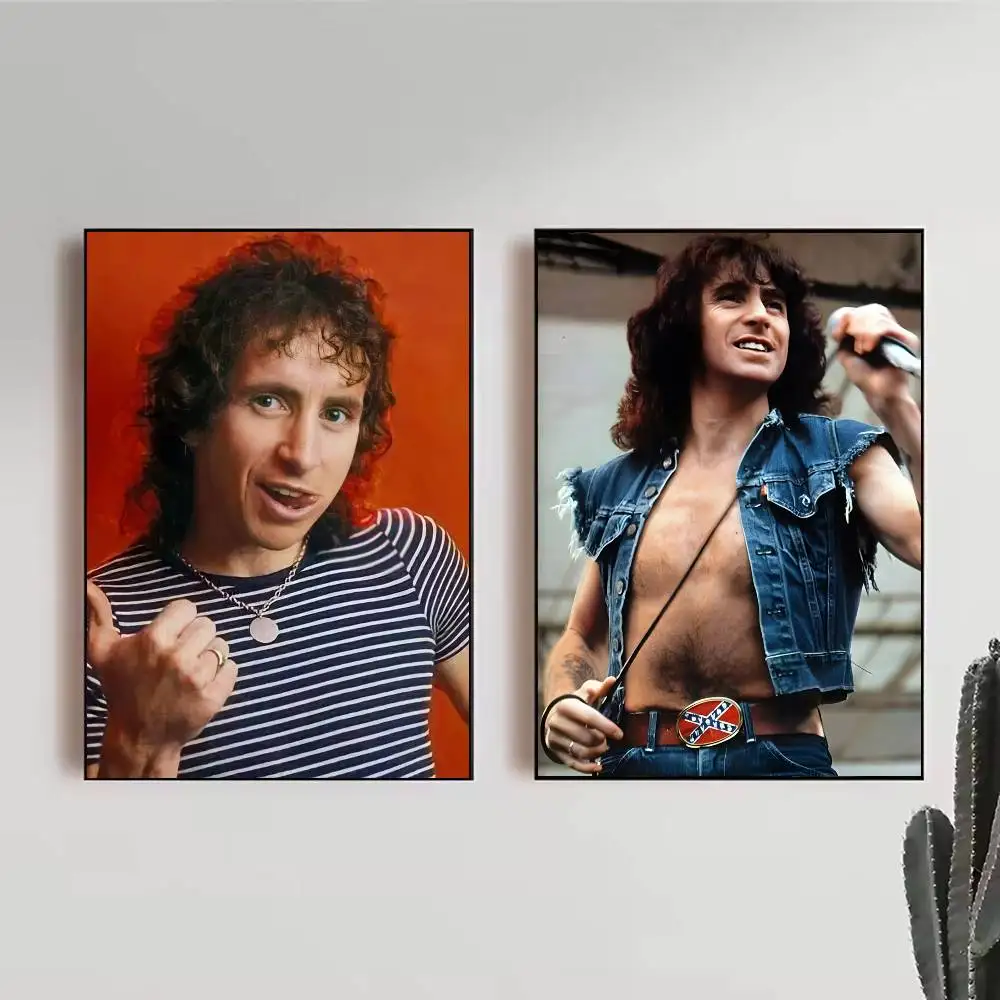 Bon Scott Music Star Poster Sticker Print Waterproof Wall Art For Living Room Bedroom Home Decor