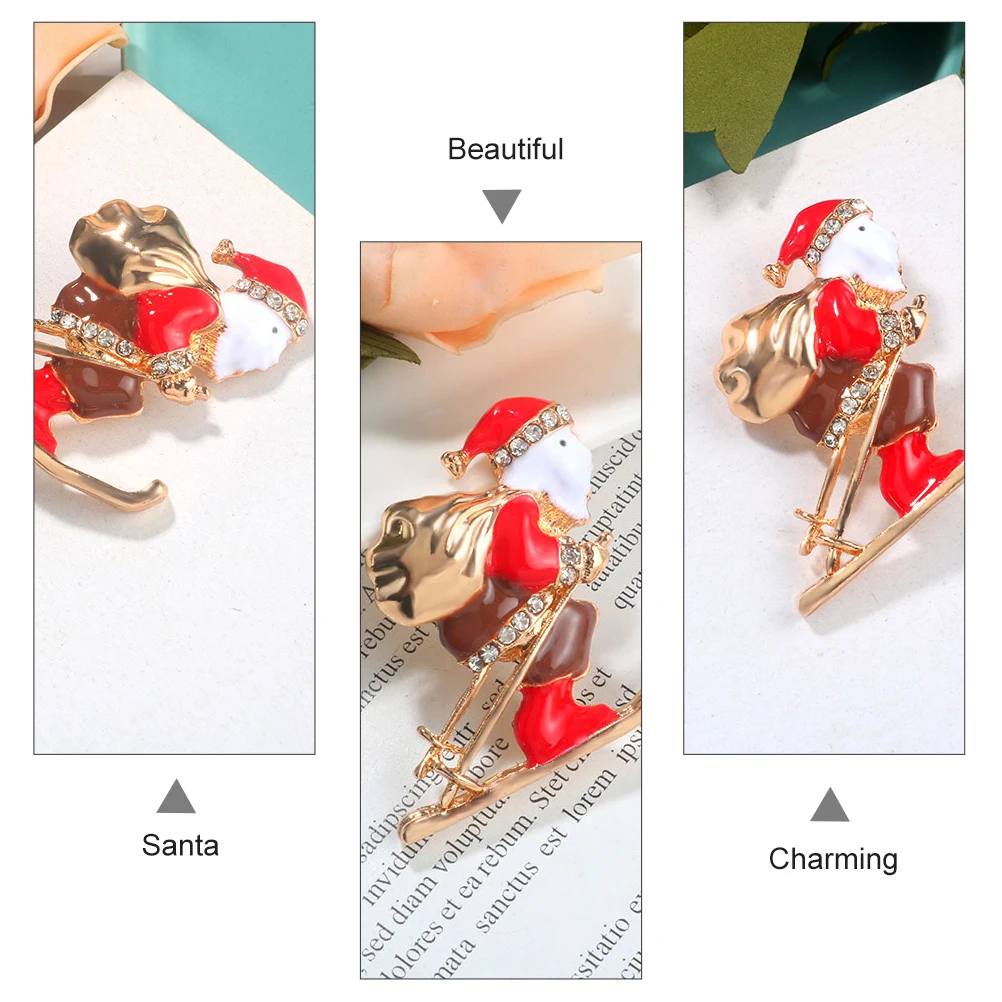 

2Pcs Santa Brooches Xmas Lapel Pin Unique Shape Christmas Brooch Pin Sweater Decoration Festive Christmas Themed Brooch