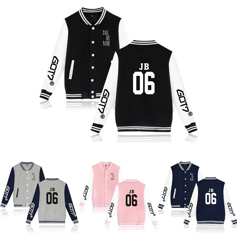 

Kpop got7 jb 06 baseball jacket sports fashion hip hop men women hoodie long sleeve unisex hoodies jackets tops